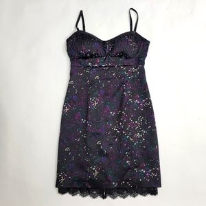 GUESS Mini-Print Floal Dress with Lace Bottom Trim.